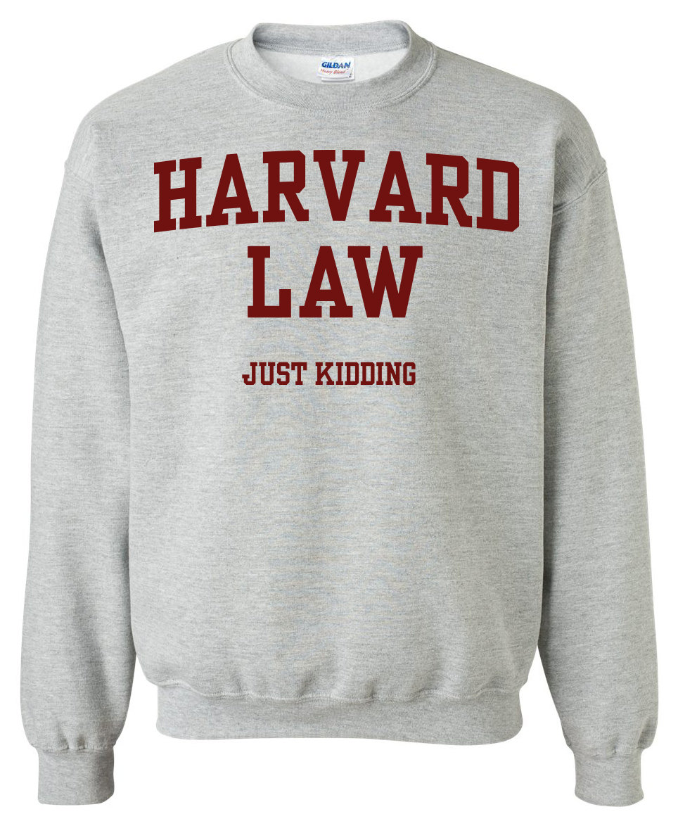 harvard law just kidding cropped sweatshirt